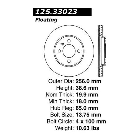 Centric Premium High Carbon Alloy Brake Rotor, Parts 125.33023